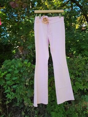 Low Waist Y2k Baby Pink Jeans 100% Cotton | Size Small Stretch | Floral Decor